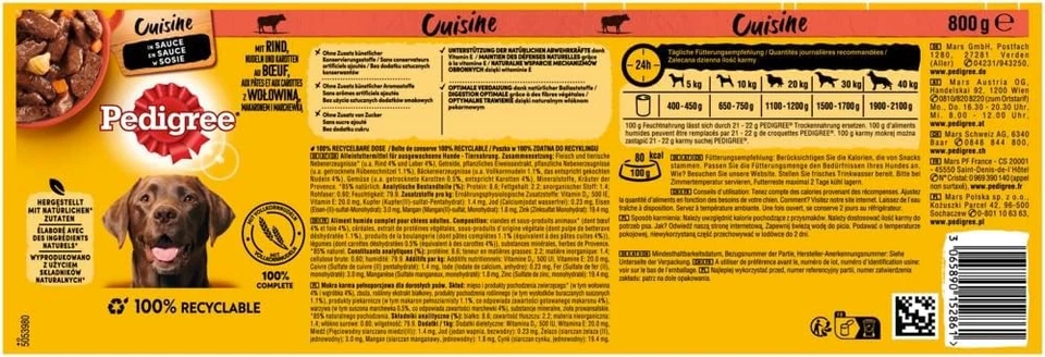 PEDIGREE Dose Cuisine in Sauce mit Rind, Nudeln und Karotten 12 x 800g - Bild 4 von 4