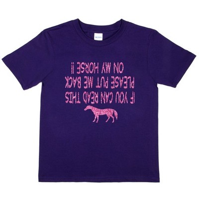 Lustiges Mädchen Kinder T-Shirt If You Can Read This Put Me Back On My Horse Pony