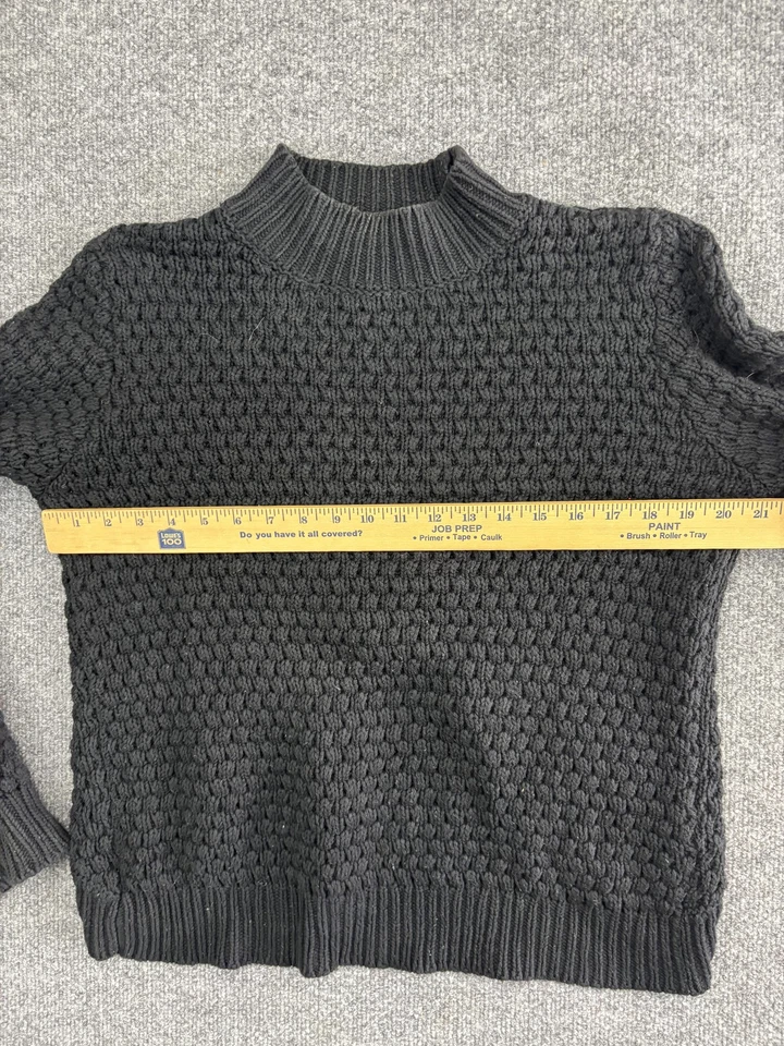 Элемент свитер женщин большой черный текстурированный вязаный пуловер Crewneck ES7030 повседневный - Изображение 3 из 4