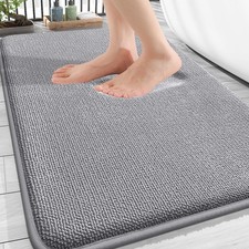 Thick Memory Foam Bath Mat Rug 30x20, Extra Soft Absorbent Bathroom Rugs Grey