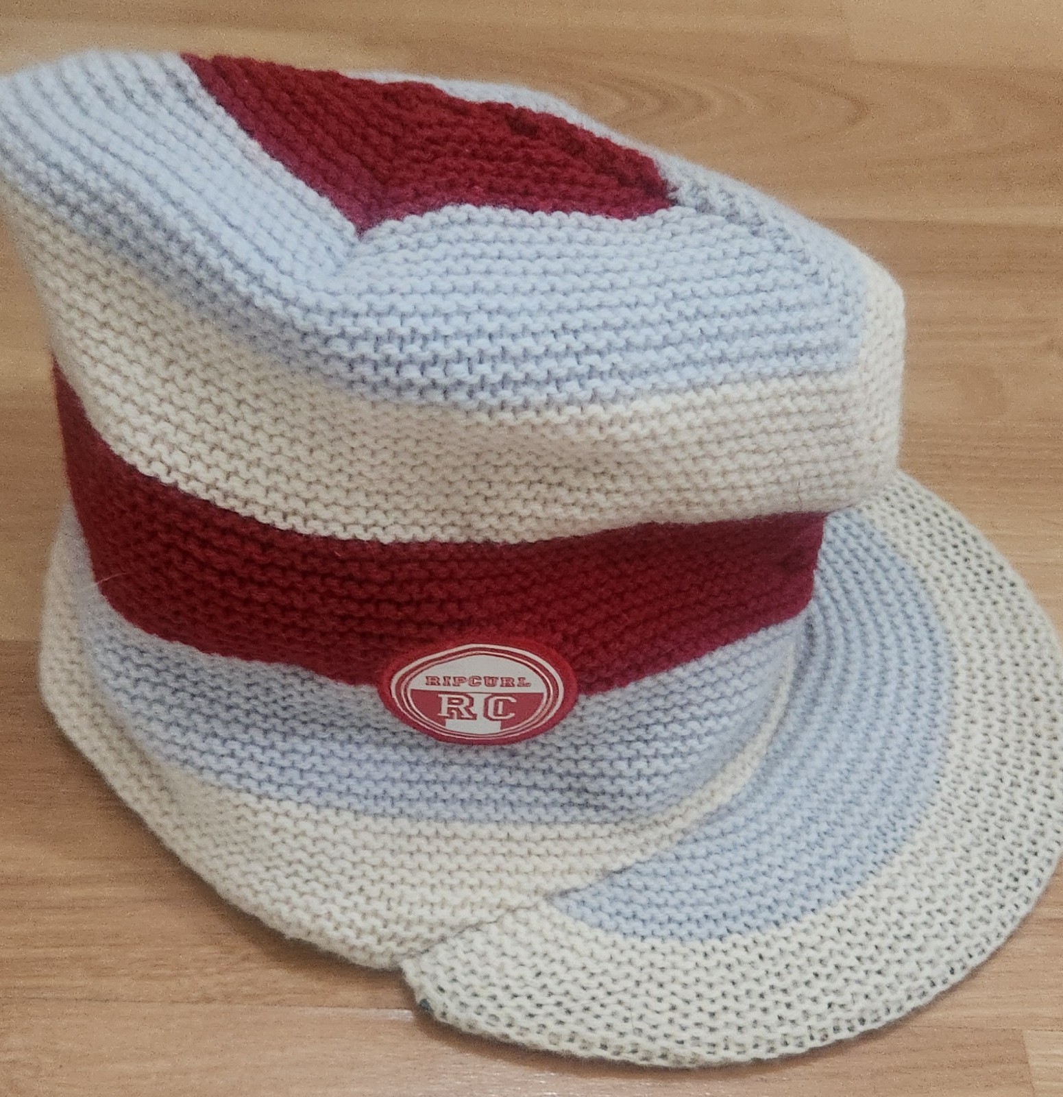 Rip Curl Vintage Wool Beanie/Bucket with Brim Hat Super Rare Old Logo Patch 1 Sz image 5