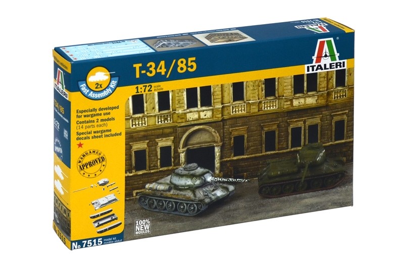 ITALERI 7515 1:72 T-34/85 RUSSIAN TANKм, set of 2 models - Fast Assembly