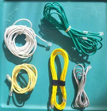 LOT 5: Ethernet Cables and Data Cables; 2, 4, 8 "pins", Lengths Vary