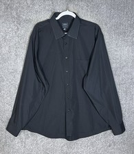 Arrow Classic Fit Button Up Dress Shirt Mens Size 18-18.5 XXL Black Chest Pocket