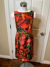 Tahari ASL Red Floral Sleeveless Shift Dress, Size 2