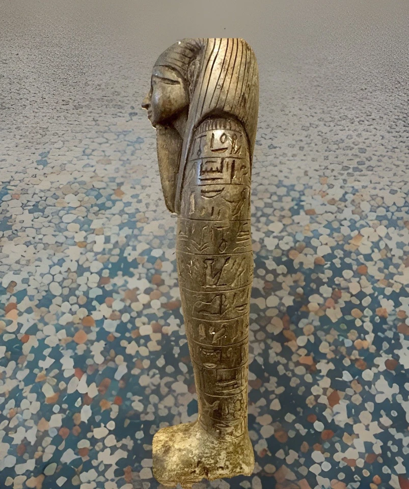 Lrg. Antiguo sarcófago egipcio de mármol/piedra del siglo XIX Grand Tour o Shabti Foto 3 de 4