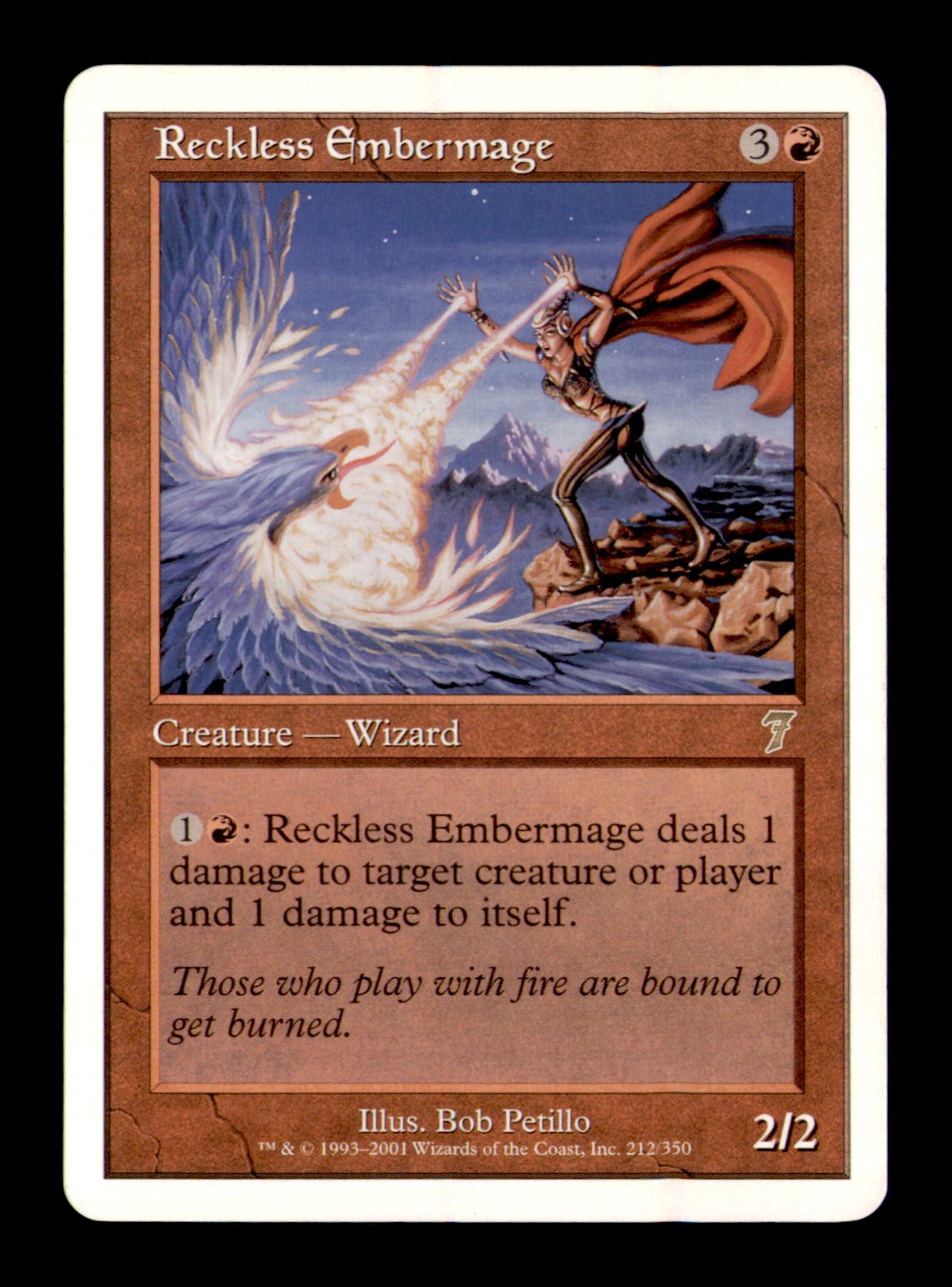 Reckless Embermage 212 Rare 7th Edition Magic: The Gathering Lightly Played
