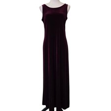 Vtg Y2K Burgundy Velvet Maxi Dress Faux Diamond Back Strap Sz 10 Whimsygoth 