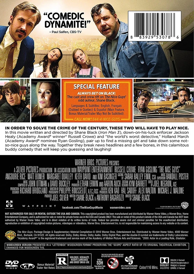 The Nice Guys (DVD) Russell Crowe Ryan Gosling Angourie Rice (US IMPORT) - Image 3 of 3