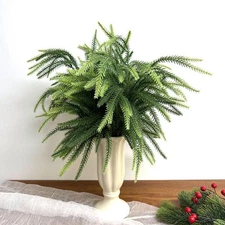 12/24 Pcs Christmas Norfolk Pine Branches, 18inch Artificial Pine Branches Faux