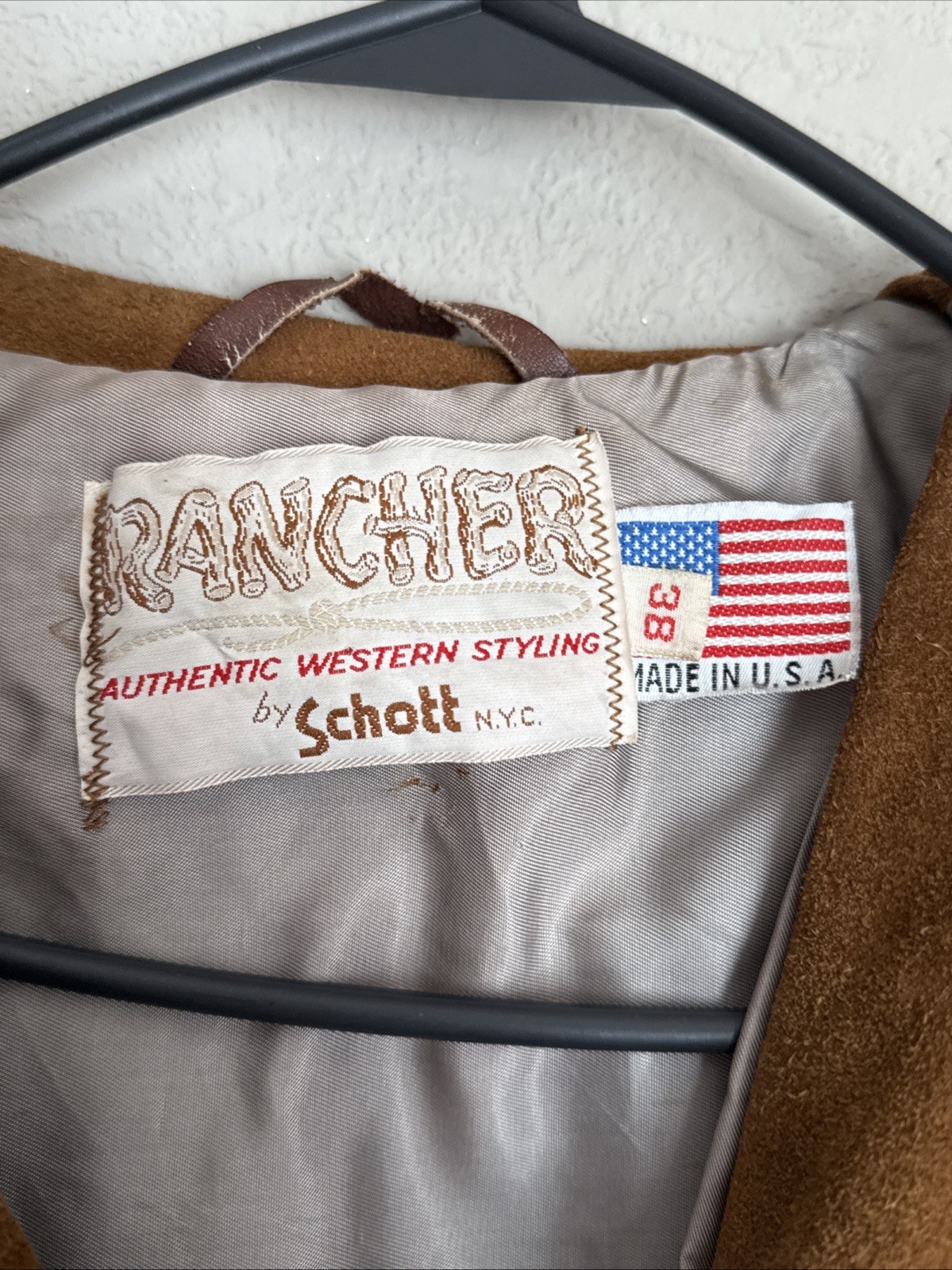 Vintage 70s Schott NYC RANCHER Western Fringe Leather Jacket Men’s Size 38