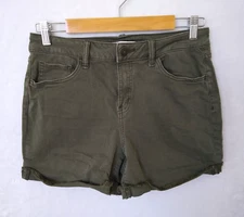 So Good for Life Women's Shorts 11/30W Olive Green High Rise Midi Chino Stretch.