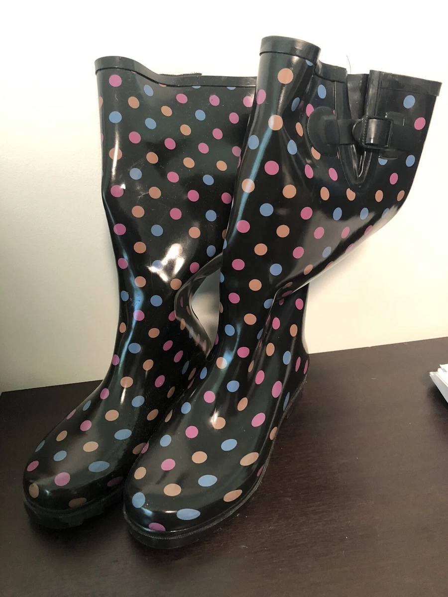 Womens polka dot rain cheap boots
