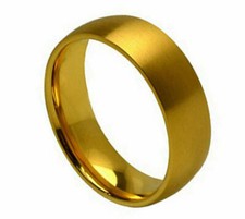 7mm Men's or Ladies Titanium Gold Plated Domed Wedding Band Ring