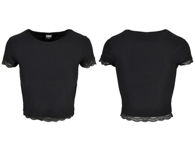 Urban Classics Damen T-Shirt Curvy Cropped Tee Spitze Übergröße