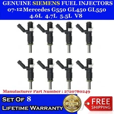8x OEM Siemens Fuel Injectors for 07-12 Mercedes G550 GL450 GL550 V8 #2720780249