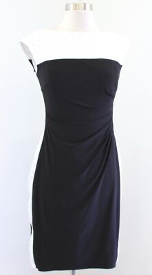 Lauren Ralph Lauren Black White Jersey Lace Trim Wiggle Ruched Dress Size 2 | eBay Lauren Ralph Lauren Black White Jersey Lace Trim Wiggle Ruched Dress Size 2 | eBay