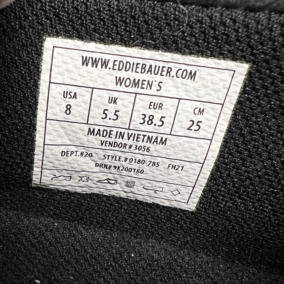 Eddie Bauer K6 Hiking Boots Womens 8 Black Suede Leather Mountaineering