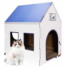 Cardboard Cat House with Scratching Pad Large Cat Scratch Playhouse Scratcher...