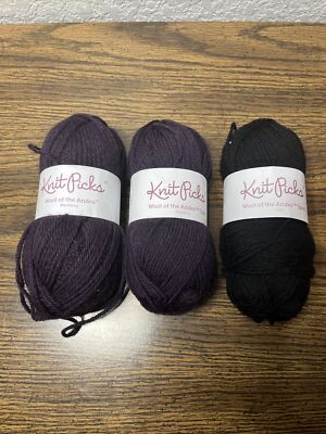 Lot of 3 Skeins Of Knit Picks Sport & Worsted Weight Yarn Multi Color