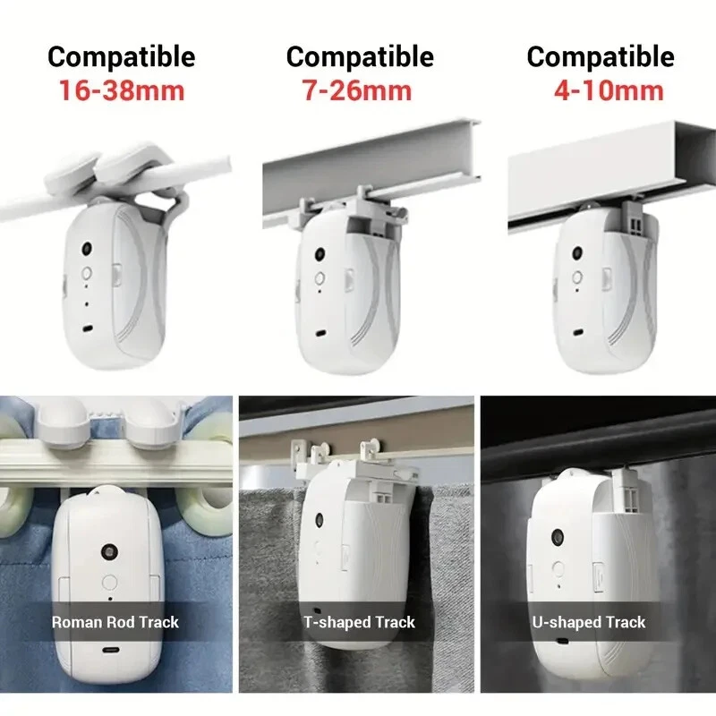 Abridor de Cortinas Automático Inteligente, Control Remoto con App/Temporizador/Voz,Bluetooth Foto 4 de 4