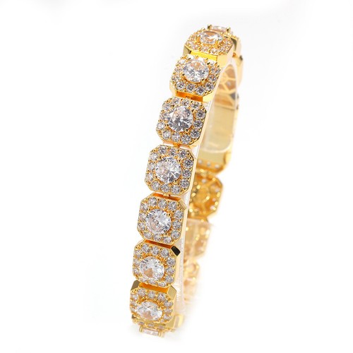 12.5mm Hop Hip Ice Out Baguette 3AAA+ CZ Box Buckle Tennis Bracelet 8Inch - Picture 5 of 5