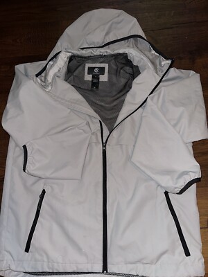 Champion C9 Mens Sz M Gray Black Zip Up Rain Jacket with Hood Wind CHAMPION C9 ナイロンジャケット