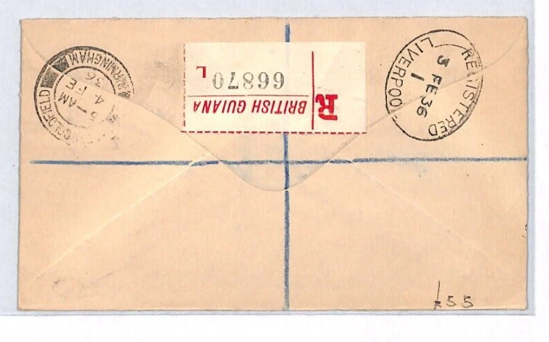 BRITISH GUIANA Cover 1935 KGV SILVER JUBILEE Set Reg'd 1936 *W.T.Wilson* YJ299 - Image 2 of 4