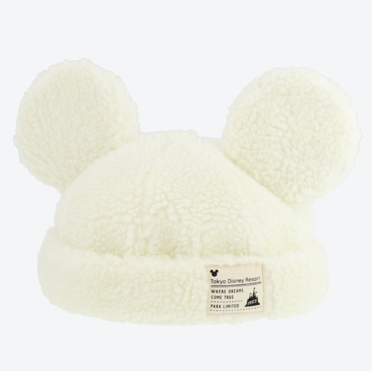 Japan Tokyo Disney Resort Ears Mickey Fluffy Winter Cap Hat White