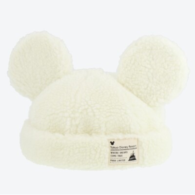 Japan Tokyo Disney Resort Ears Mickey Fluffy Winter Cap Hat White 【Pre Order】
