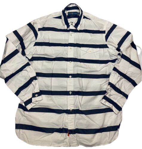 Polo Ralph Lauren Costal Rescue Men’s White/Blue Stripe L/S Button Down Shirt XL