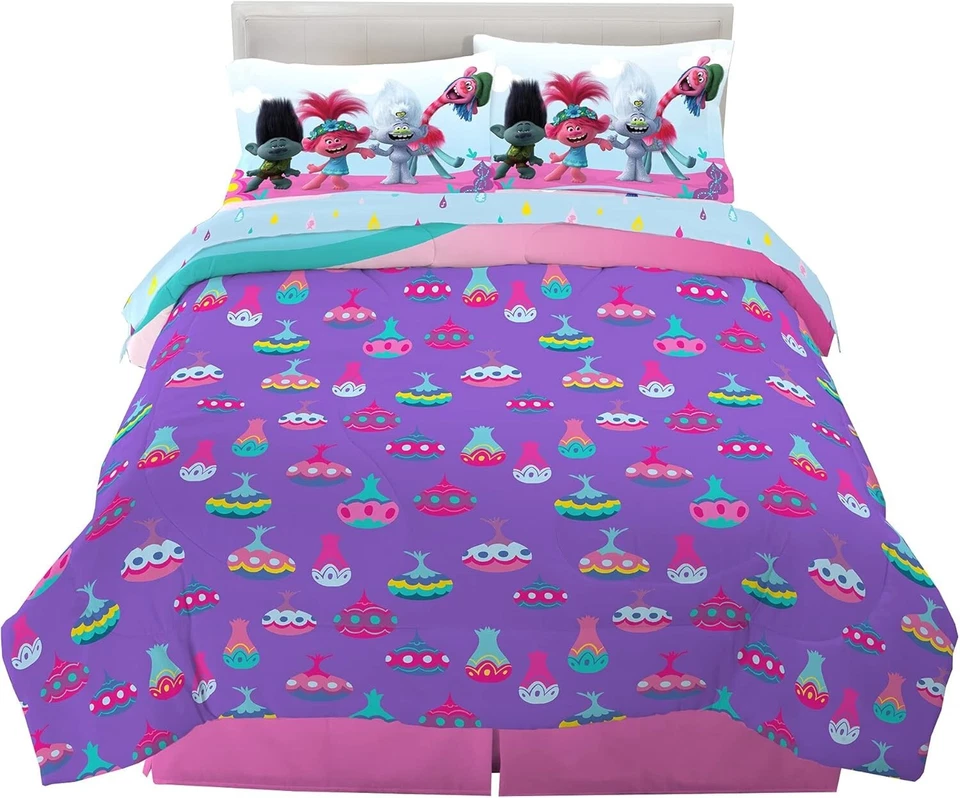 Trolls World Tour 5-Piece Full Size Bed Set - Super Soft Microfiber Comforter - Image 4 of 4