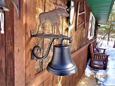  YELLOWSTONE Large Cast Metal  Moose Hanging Dinner Bell-Mystic Brown