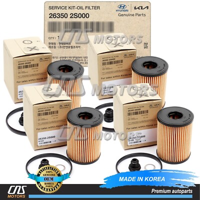  Genuine Engine Oil Filters 4Pack For 2020-2024 Hyundai Kia 2.5L 263502S000