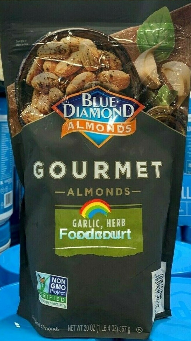 2 Packs Blue Diamond Garlic Herb Olive Oil Gourmet Almonds 20 oz Each
