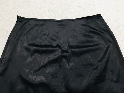 The Limited Satin Skirt Womens 12 Black Nylon Split Side Smooth - Picture 2 of 12