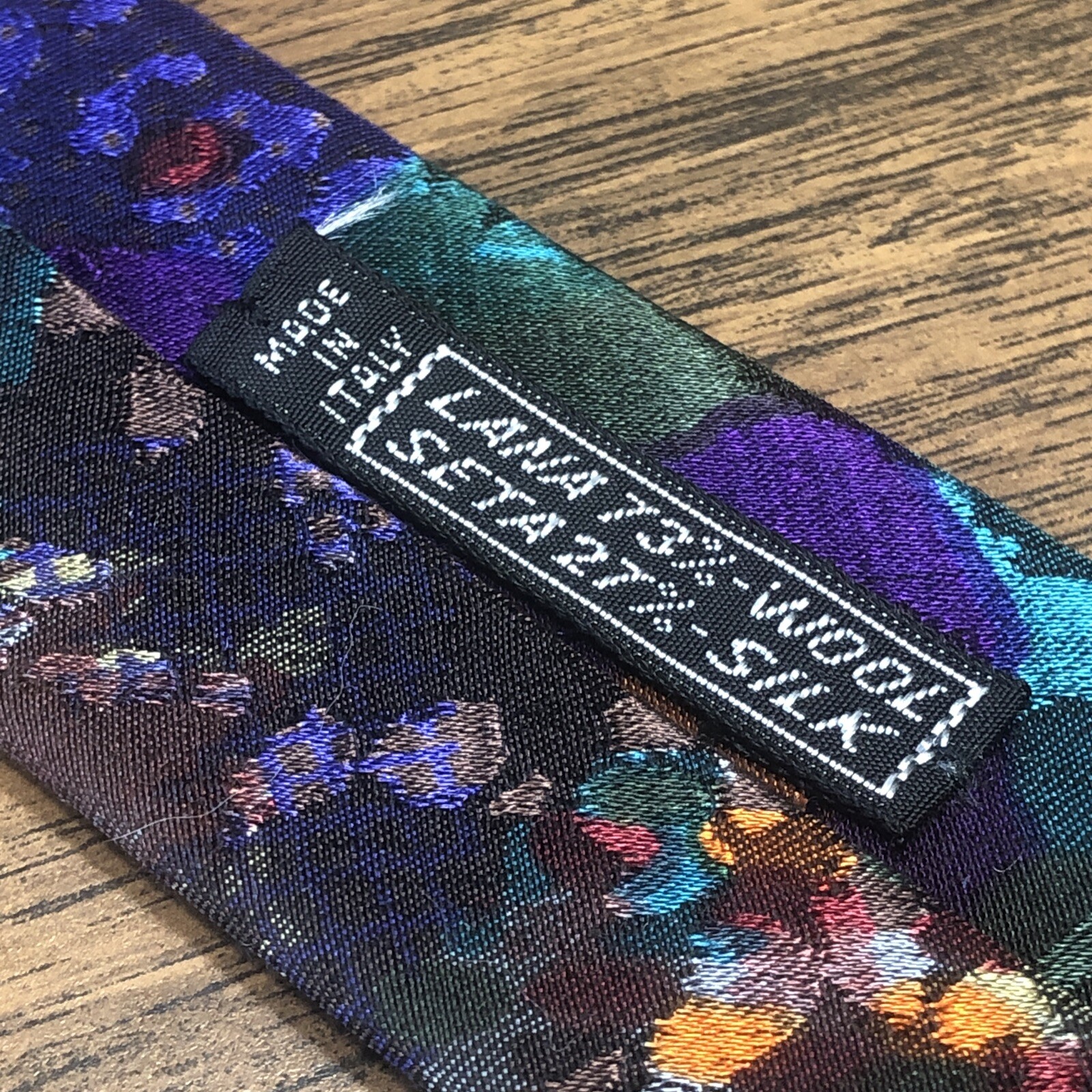 AMERI Necktie Wool Silk Blend Colorful Abstract P… - image 7