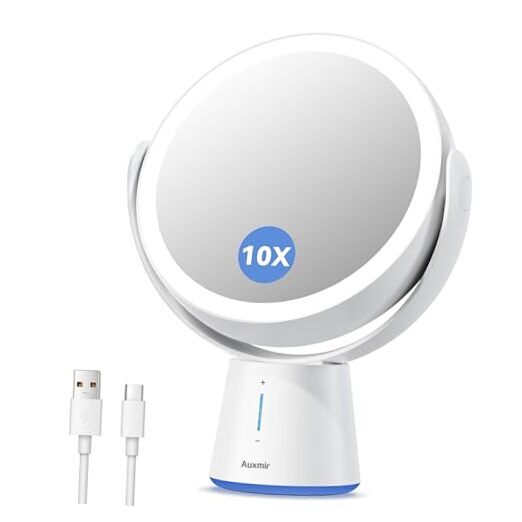LED Magnifying Makeup Mirror 1X/10X Dual-Sided 10 Brightness Levels