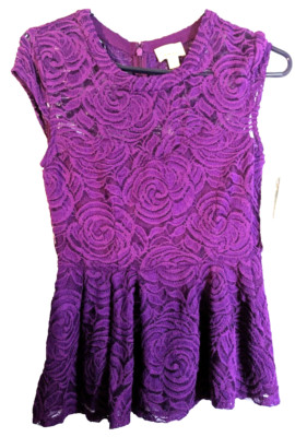 Ambar women's purple lace embellished tunic XS NWT