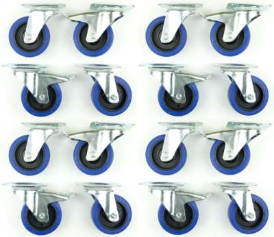 4x SL-Schwerlast-Lenkrollen Set – 100 Mm, Blau, Mit/ohne Bremse – Aus Deutschland