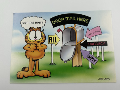Garfield Postcard PAWS ''Get the Hint? Drop the Mail Here'' Jim Davis Cartoon