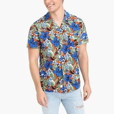 J. Crew Men's Printed Camp Collar Hawaiian Shirt Medium NWT Short Sleeves Floral