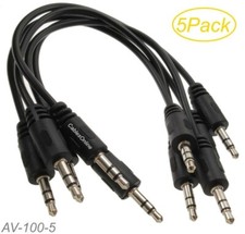 5-Pack 7-inch 3.5mm Stereo TRS Male to Male Molded Short Jumper Audio Cables