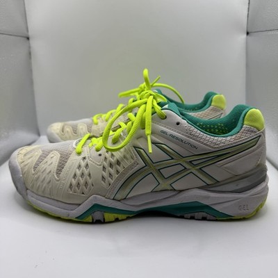 Asics Damen GEL Resolution 6 Tennisschuhe - Weiß Gebraucht UK-6,5 EU-40 US-9