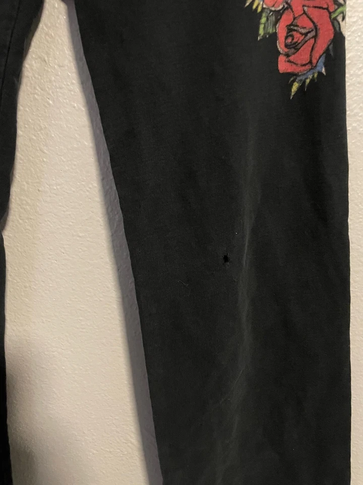 Ed Hardy Pants Womens Small Black Lounge Love Kills Slowly USA Skull Roses FLAW - Image 2 of 4