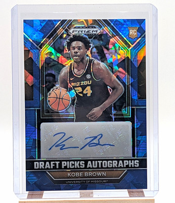 Panini 2023 Prizm Draft Picks Kobe Brown DPA-KBR Blue Ice Prizm RC Auto 24/75