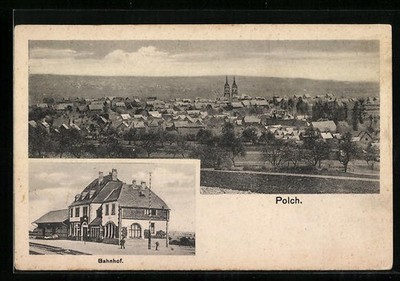Polch, Postcard, Railway Station, Railway Station, Platform, Panorama 