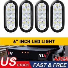 4x 6 Oval 10 Led White Trailer Truck Sealed Reverse Back-up Tail Lights 12v New