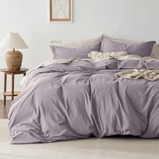 100 Washed Cotton Duvet Cover Queen 90" x 90" 22 - Lavender No Comforter 