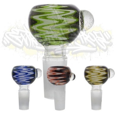 Assorted Color Wigwag Reversal Bubble Glass on Glass Art Slide Bowl 14mm 18mm